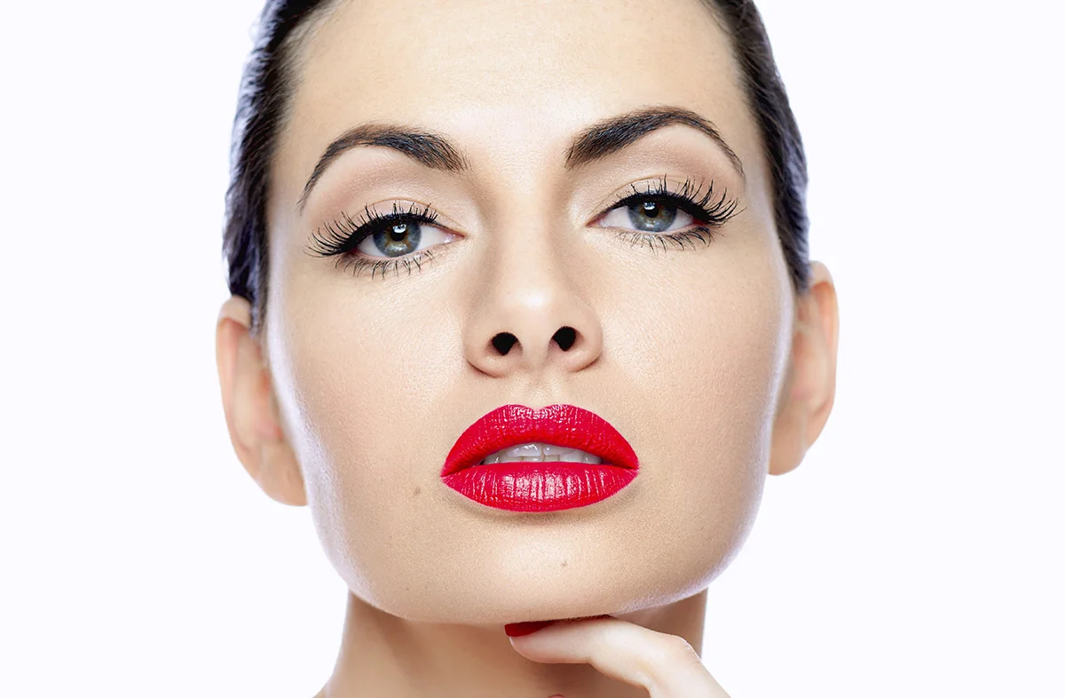 After high-end beauty retouching — Edited portrait photo with professional frequency separation and color grading