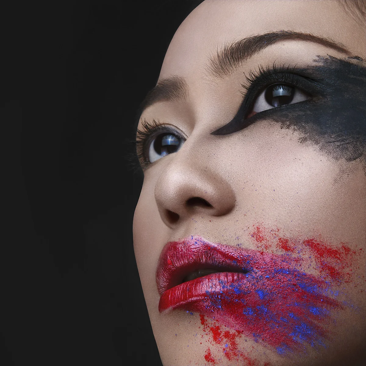 After high-end beauty retouching — Edited portrait photo with professional skin retouching and contrast adjustments